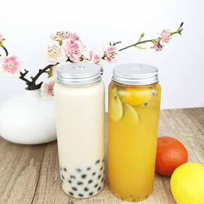 Bottiglia in PET riutilizzabile da 500 ml con tappo a vite, contenitore trasparente per latte, tè freddo, caffè